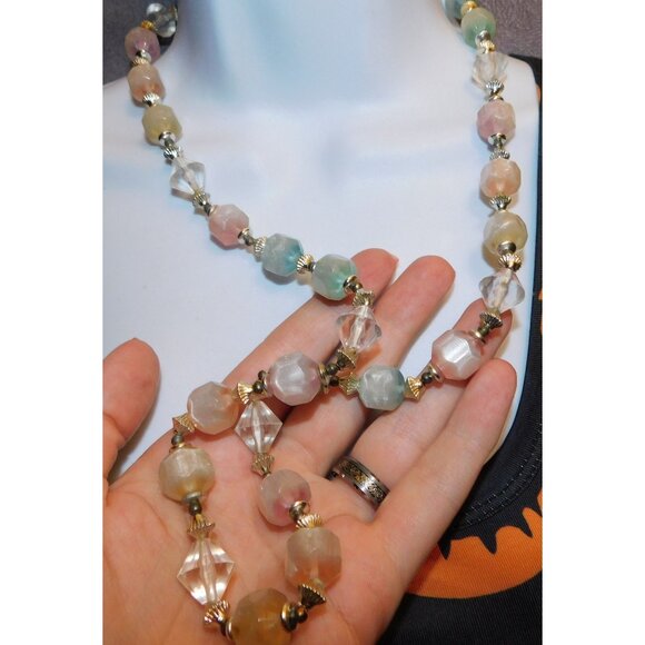 Chunky Pastel Shimmer Candycore Beaded Necklace - Picture 1 of 5